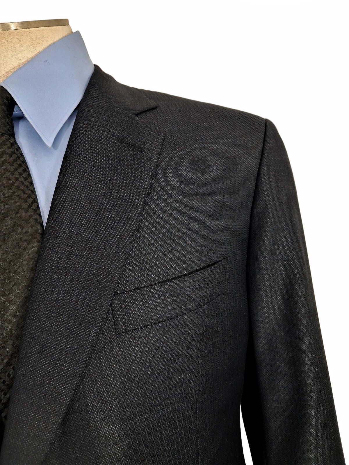 Brioni Italy NM Colosse Suit 48R Midnight Slate Micro Herringbone Working Cuffs