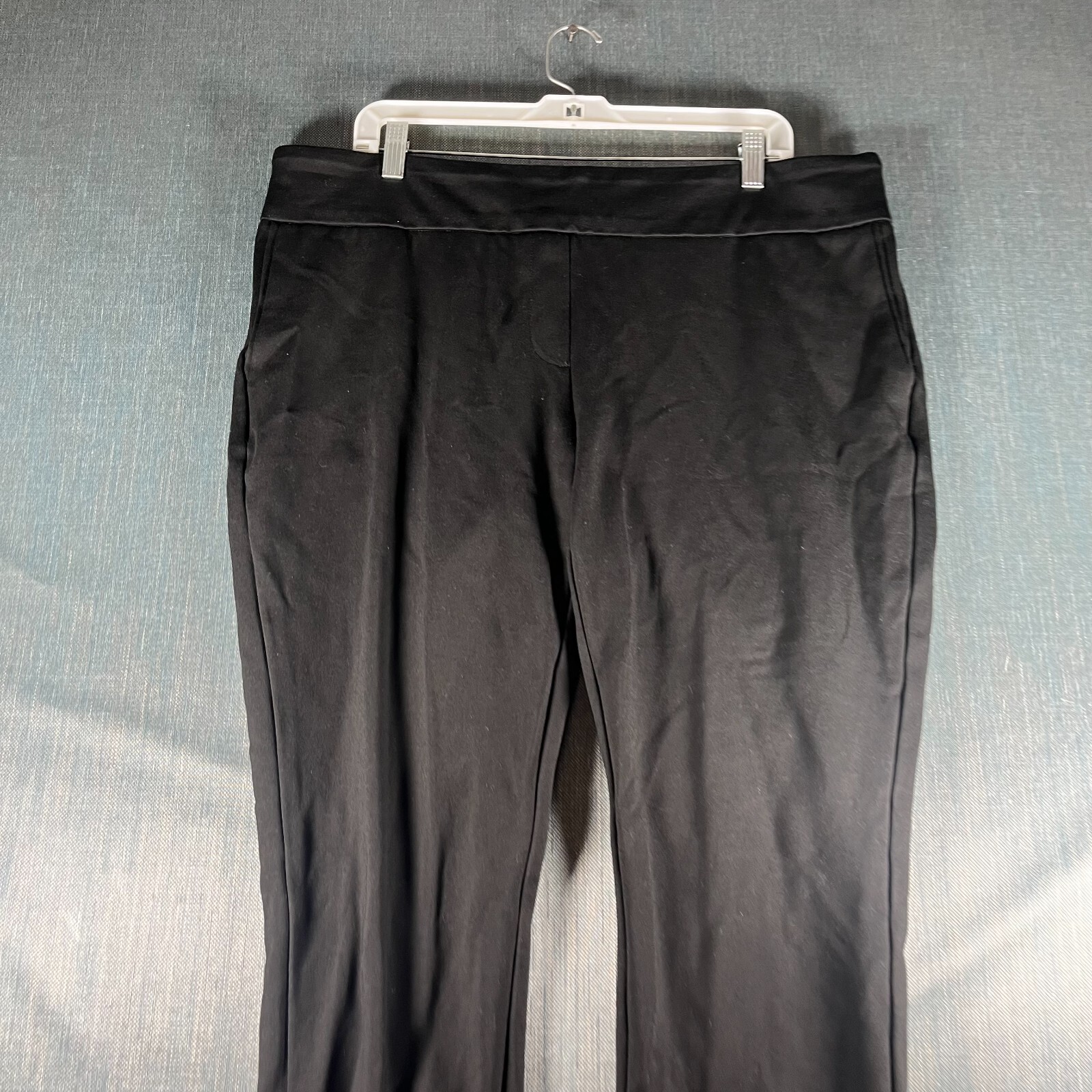 Dalia Womens Pants Size XL Black Rayon Curvy Straight Leg Elastic Waist Pull On