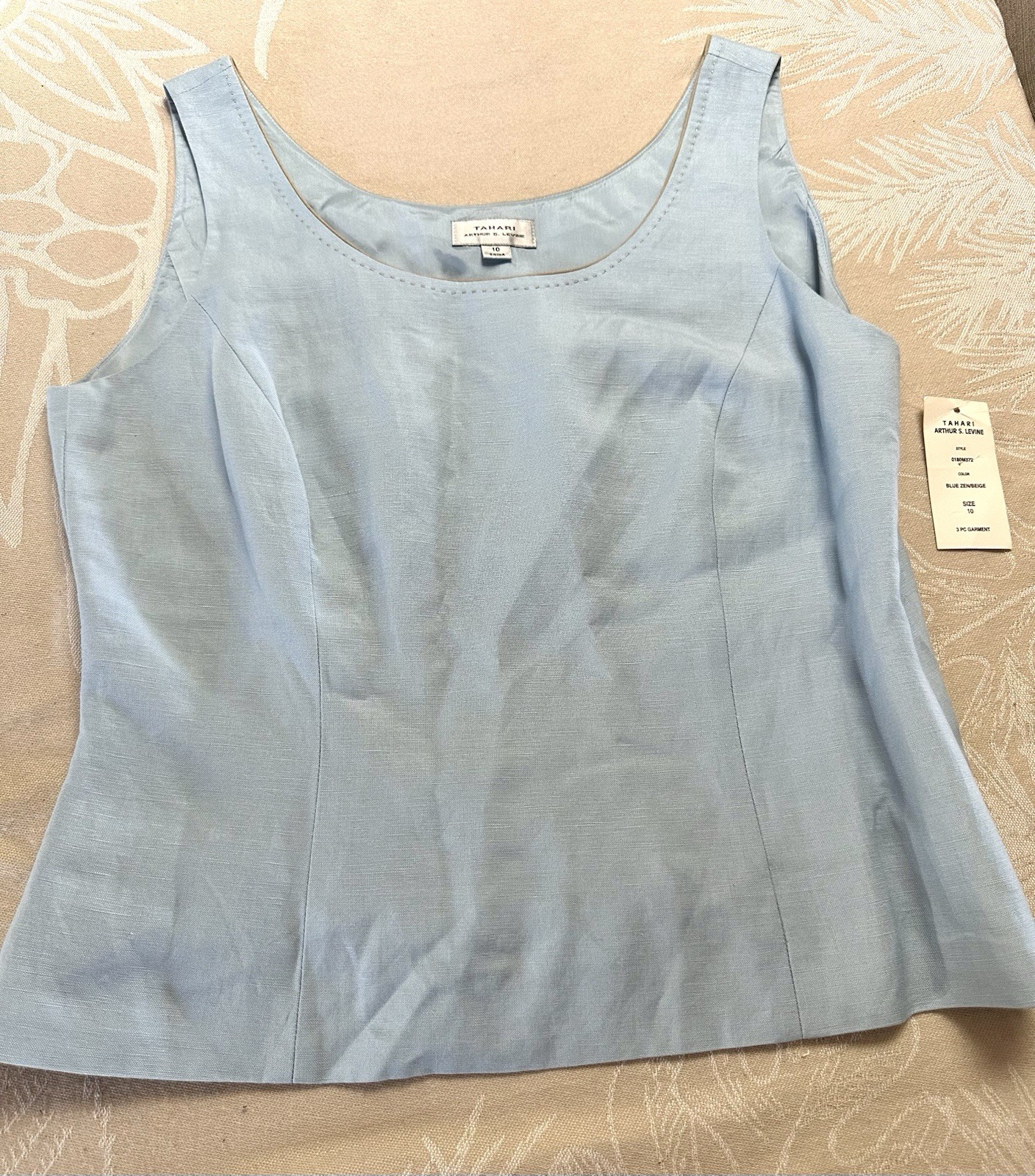 Tahari Arthur S. Levine Linen Blend Sleeveless Shell Top NWT Women’s 10