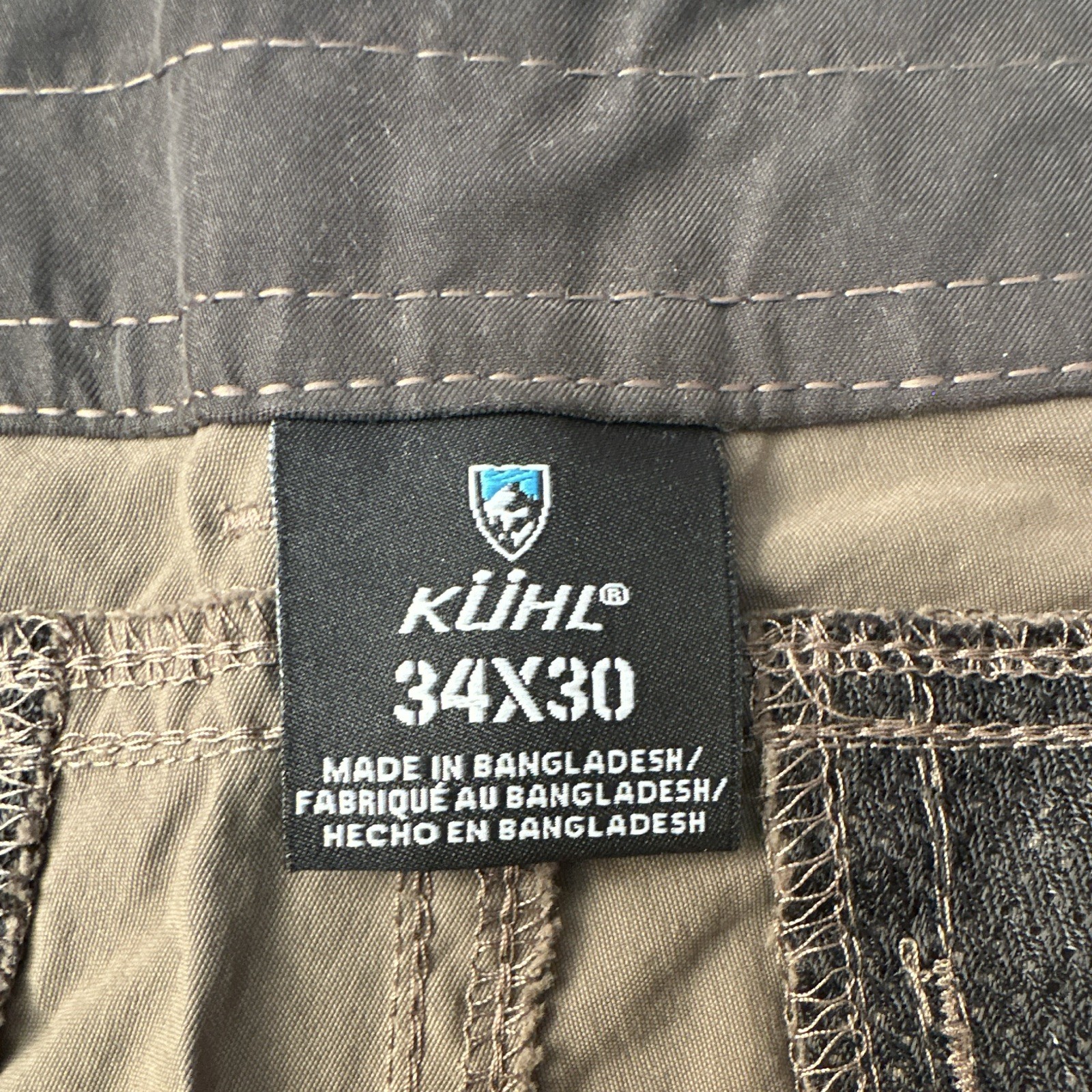 KÜHL Men’s Brown Casual Pants 34W Straight Leg Canvas Nylon/Spandex Pockets