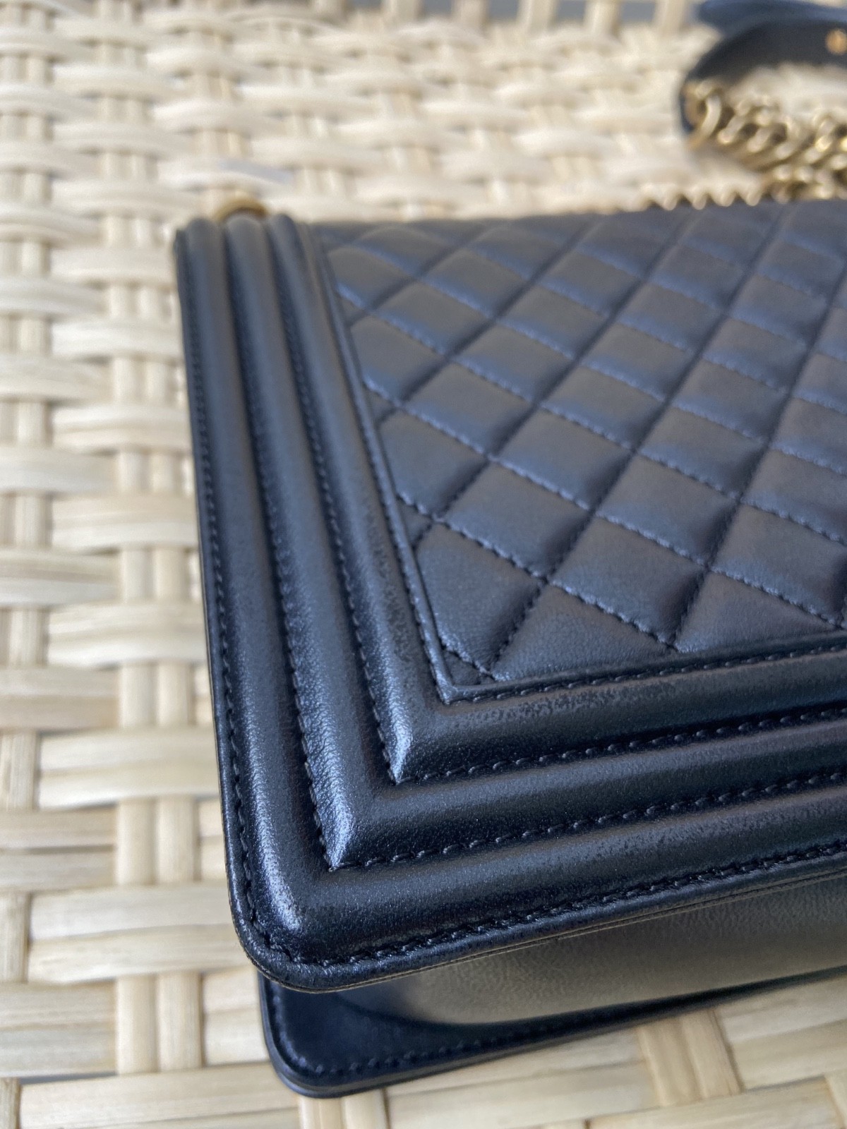 100% Authentic Chanel Boy Large Black Quilted Calfskin Leather Shoulder Bag