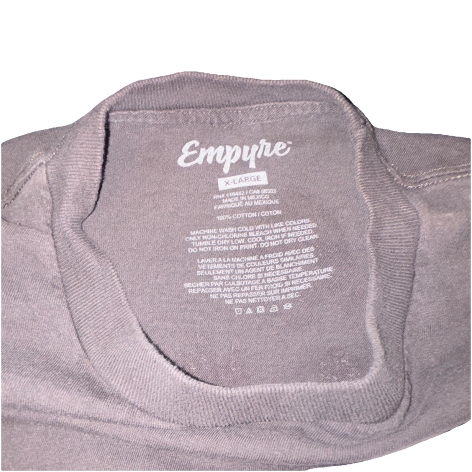 Empyre Men’s XL Gray Cotton Knit Double-Sided Skull & Rose Graphic Crew T-Shirt