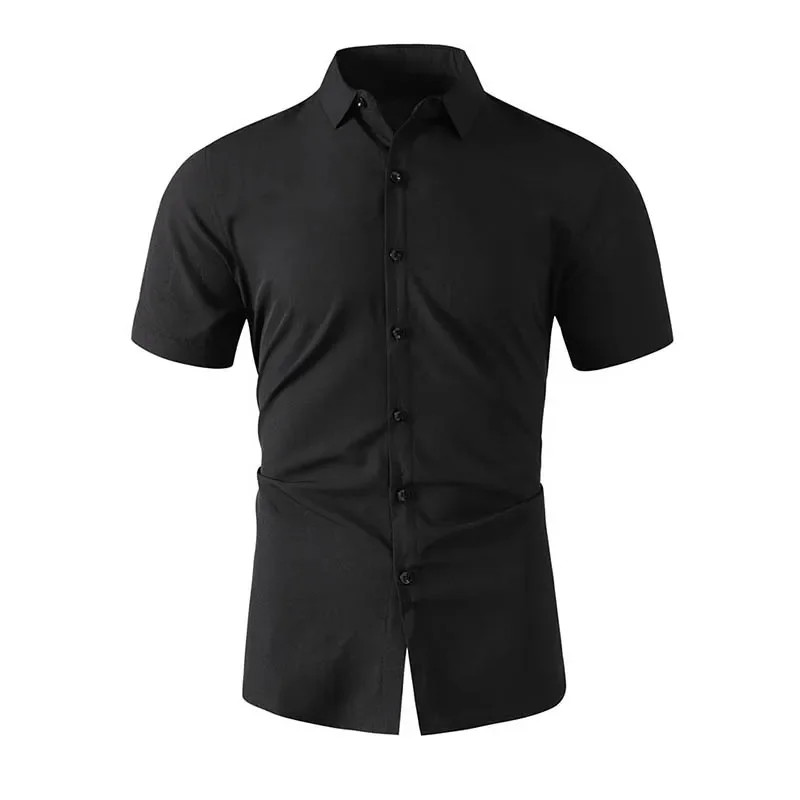 New Men’s Business Casual Solid Color Short Sleeved Shirt for Summer Fashion No