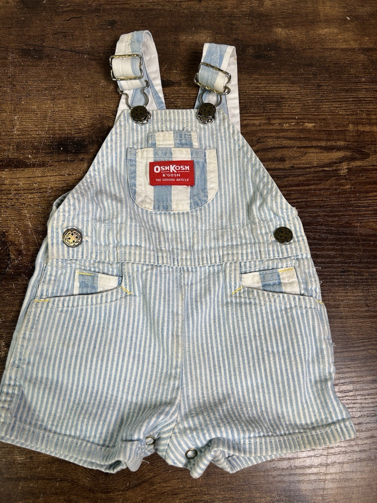 OSHKOSH B’gosh Blue White Striped Overall Shorts Size 12 months