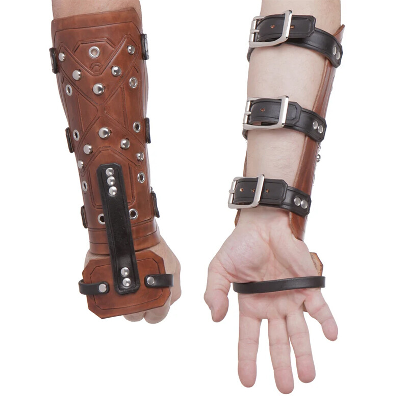 Medieval PU Leather Armor Wristband Rivet Gloves Gothic Cosplay Accessories
