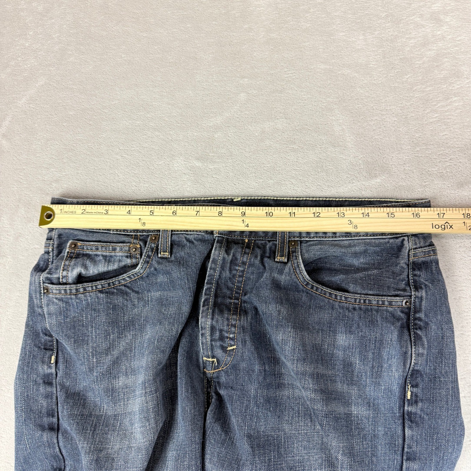 American Eagle Jeans Mens 32×32 Blue Straight Button Fly Y2K Rugged Workwear