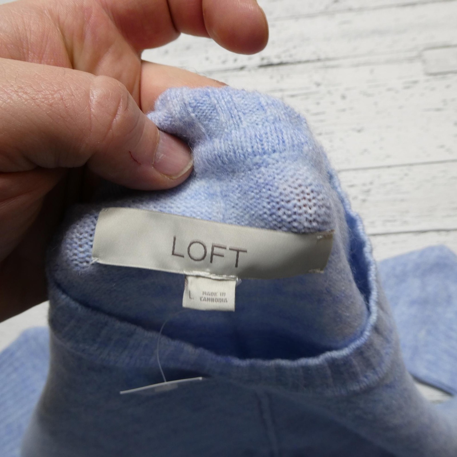 LOFT Sweater Womens Large Blue Acrylic Blend Crewneck Soft Stretch Knit Pullover