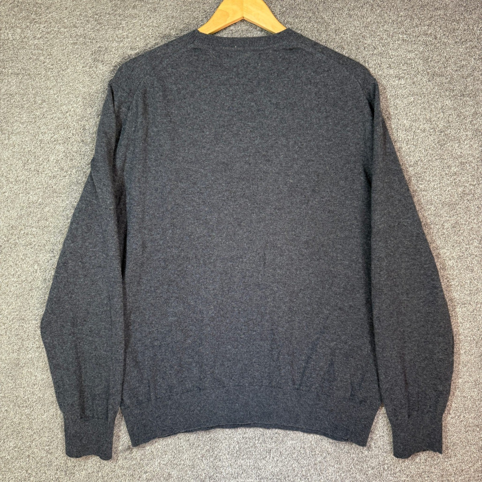 Banana Republic Mens Wool Blend Crewneck Sweater Elbow Patches Gray Large