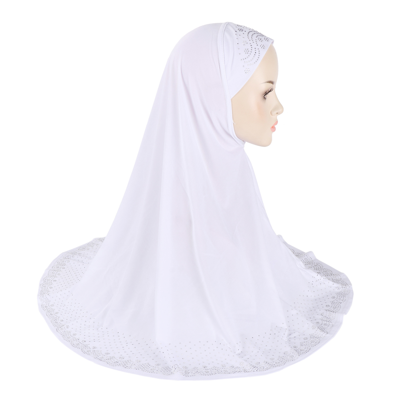 Rhinestone Hijab Full Cover Scarf Women Muslim Khimar Overhead Headscarf Islamic