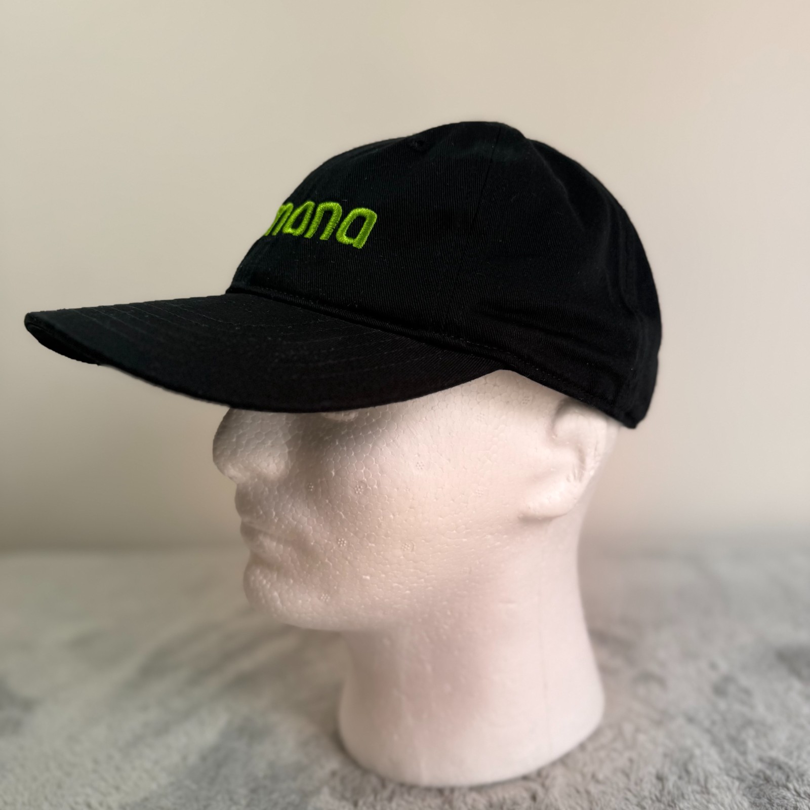 Humana Logo Hat Black Green Embroidered Organic Cotton Adjustable Baseball Cap