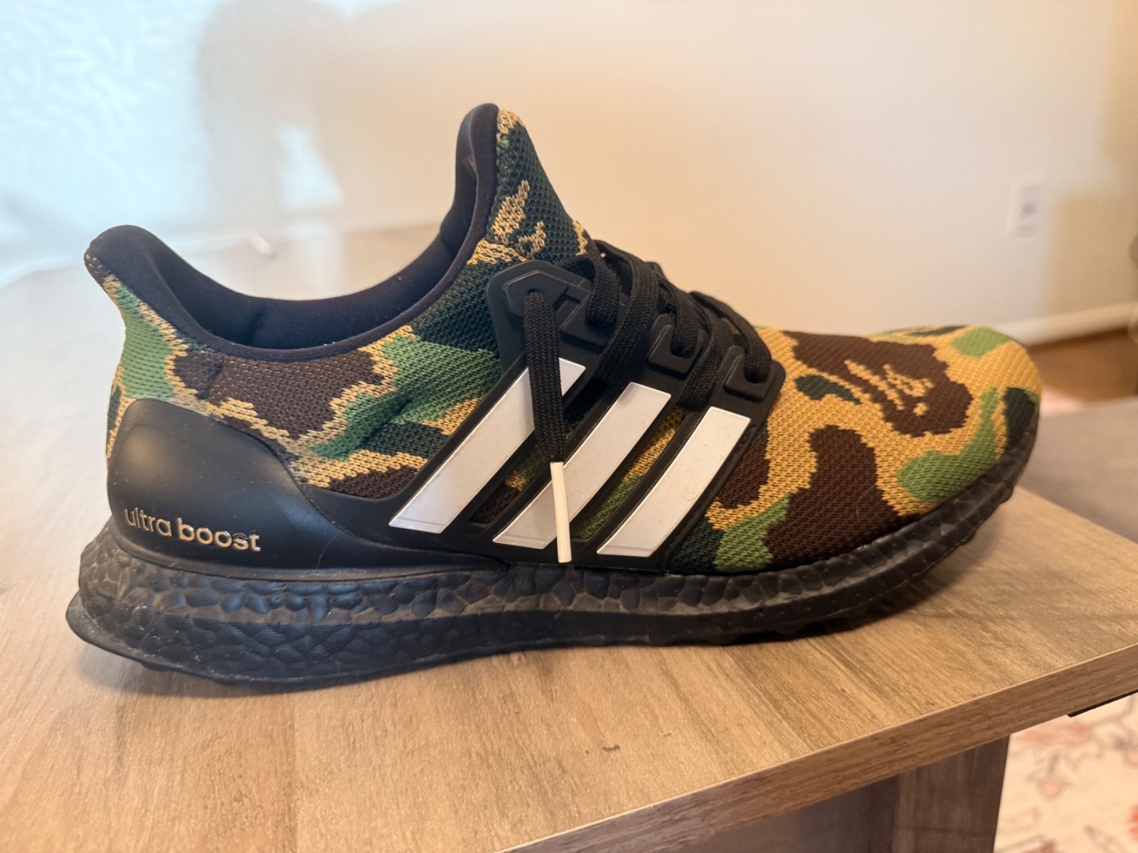 Size 9.5 – A Bathing Ape x adidas UltraBoost 4.0 Green Camo