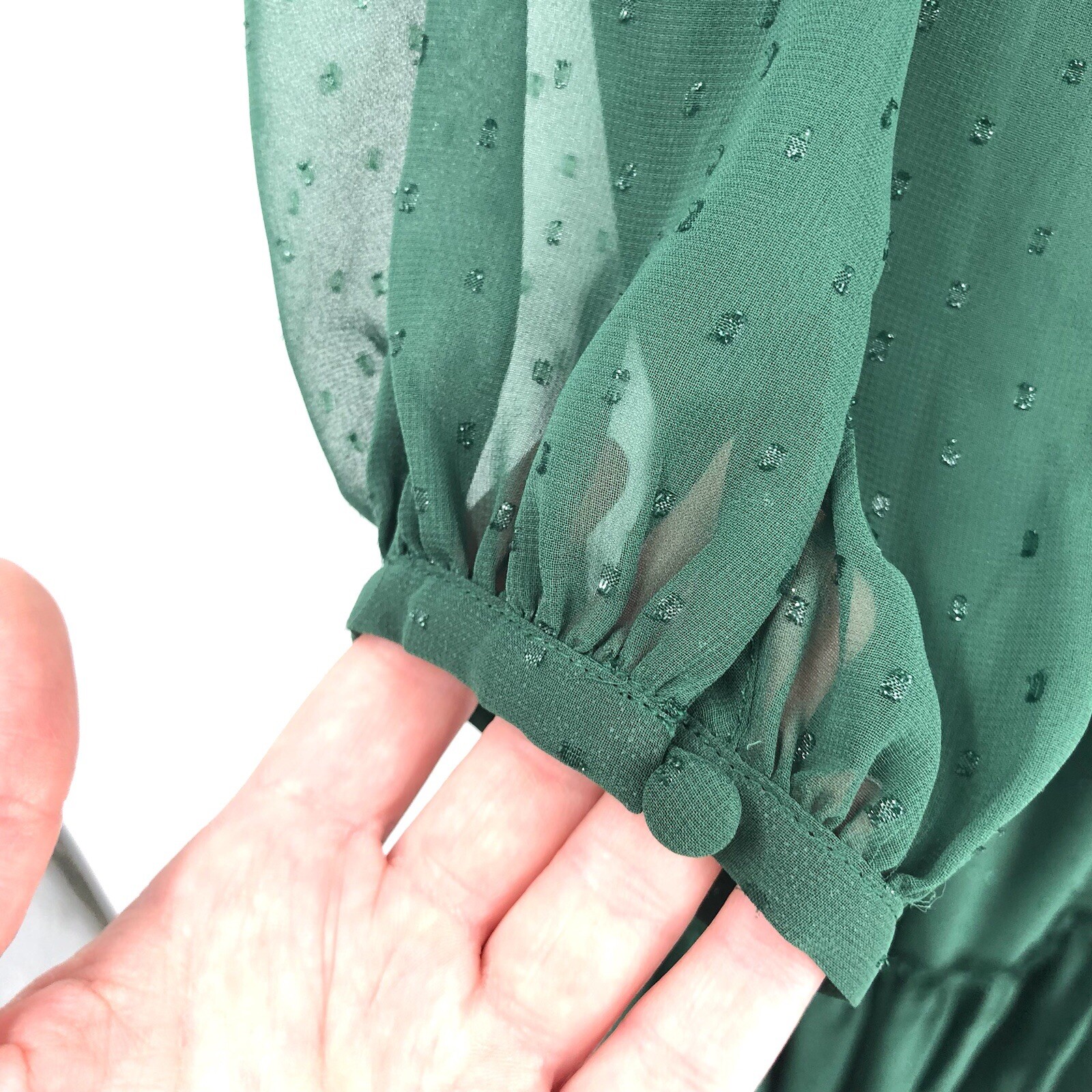 GAL MEETS GLAM Georgette Tiered Maxi Dress in Holly Green 16 Sheer Flowy Women