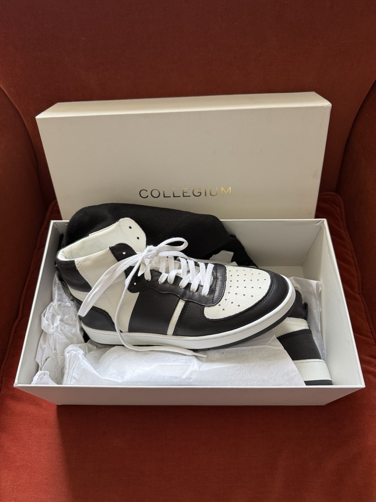 COLLEGIUM HIGH-Top Destroyer Nero & Bianco: Luxury Sneaker MadeinItaly Men’s US7