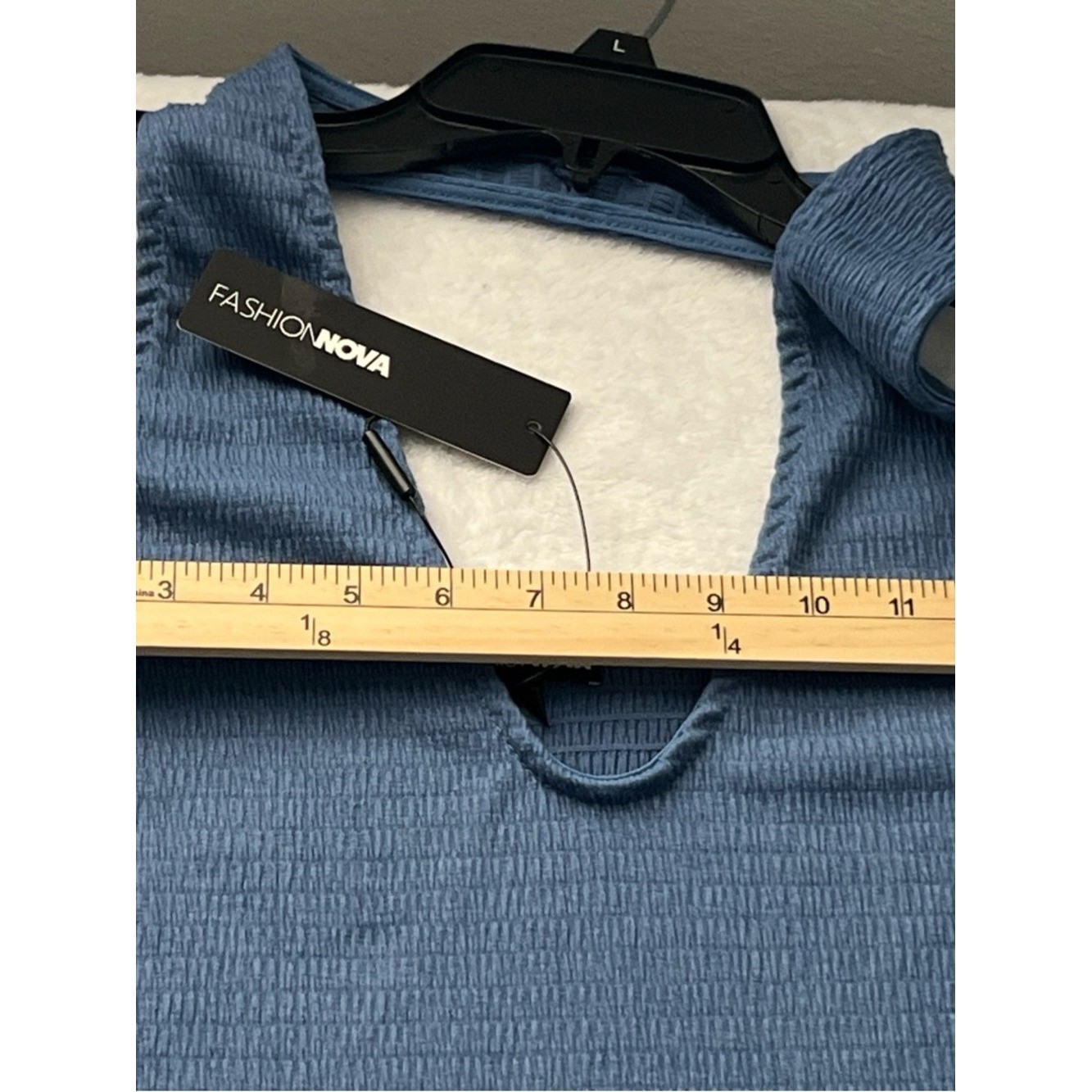 Fashion Nova Dusty Blue Backless Ribbed Tank Top, Size S