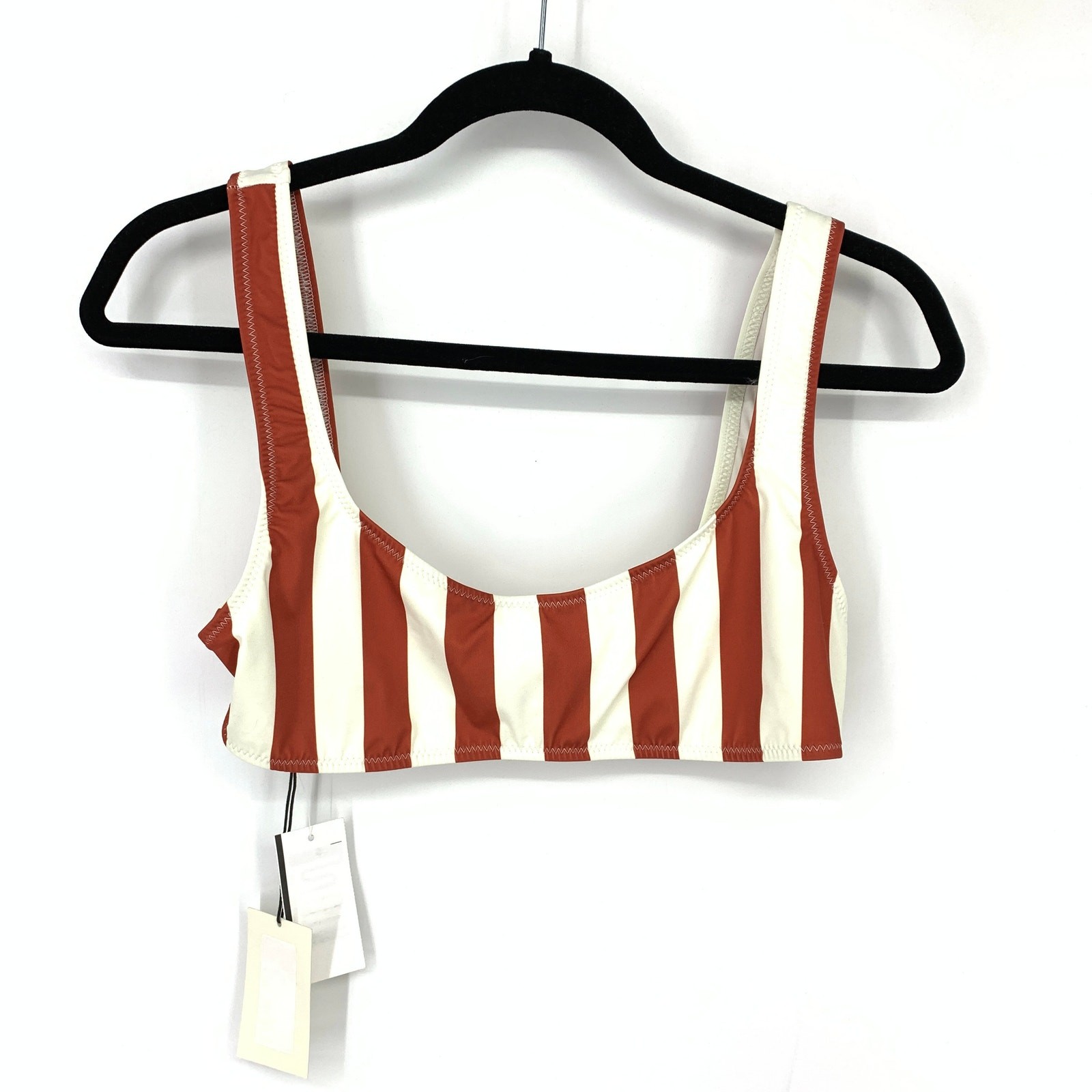 Solid & Striped Women’s Size L The Ellie Bikini Top Riad Cream Rust Stripe NEW