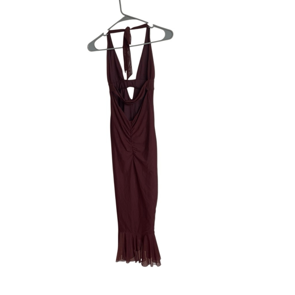 Oh Polly Rosalia deep plunge old money mermaid trumpet ruching earth tones sexy