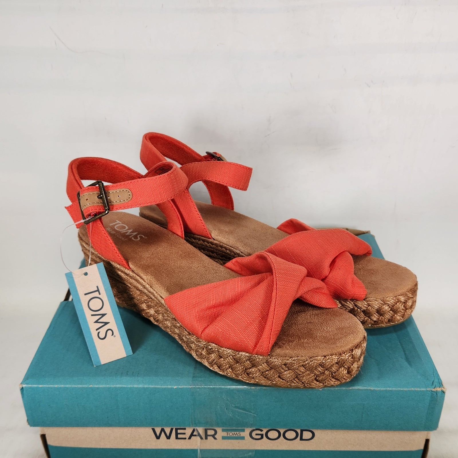 Size 9 – TOMS Kinsley – Flame Slubby Woven Bow Tow