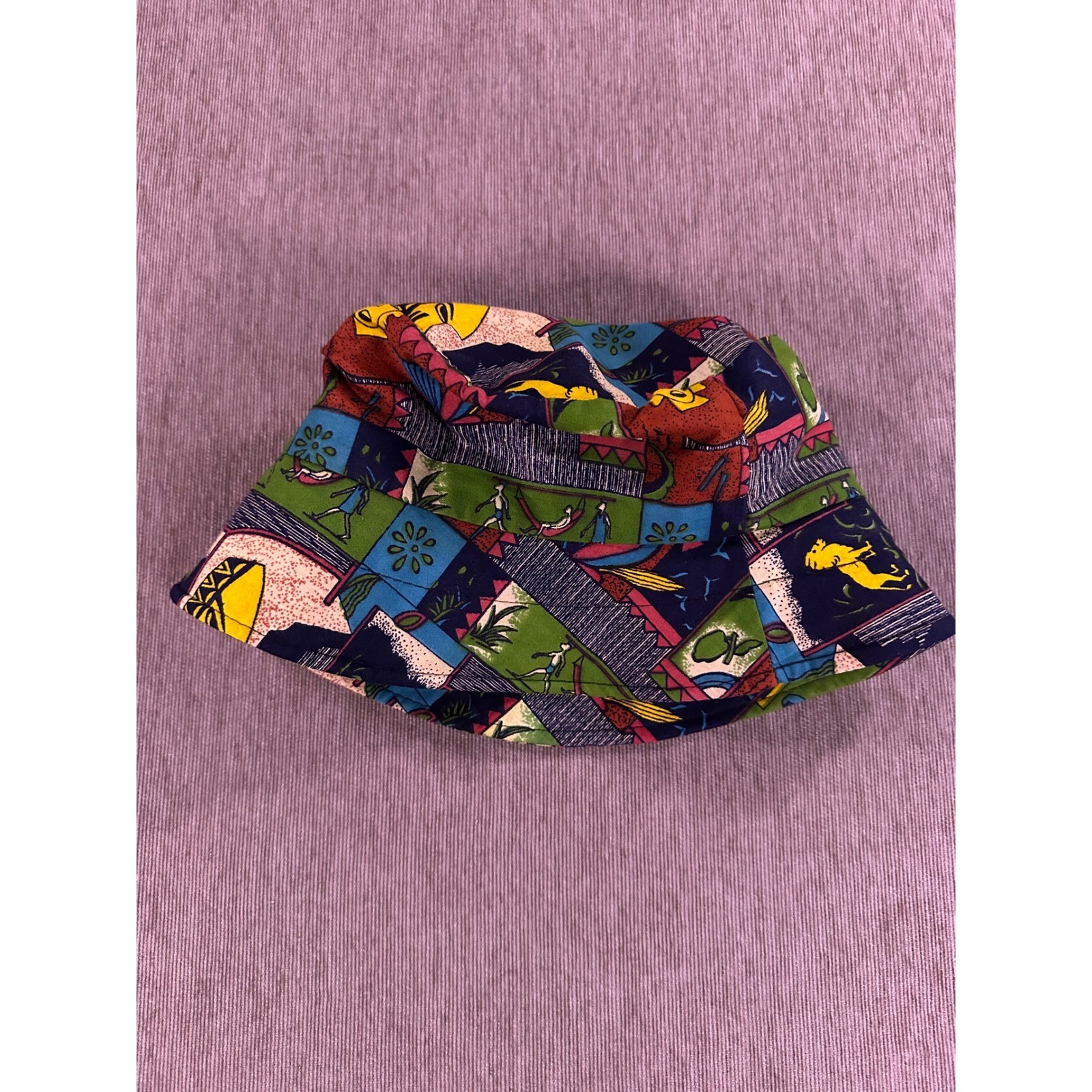 Vintage Style Multi Color Graphic Print Bucket Hat Tropical Tribal Streetwear