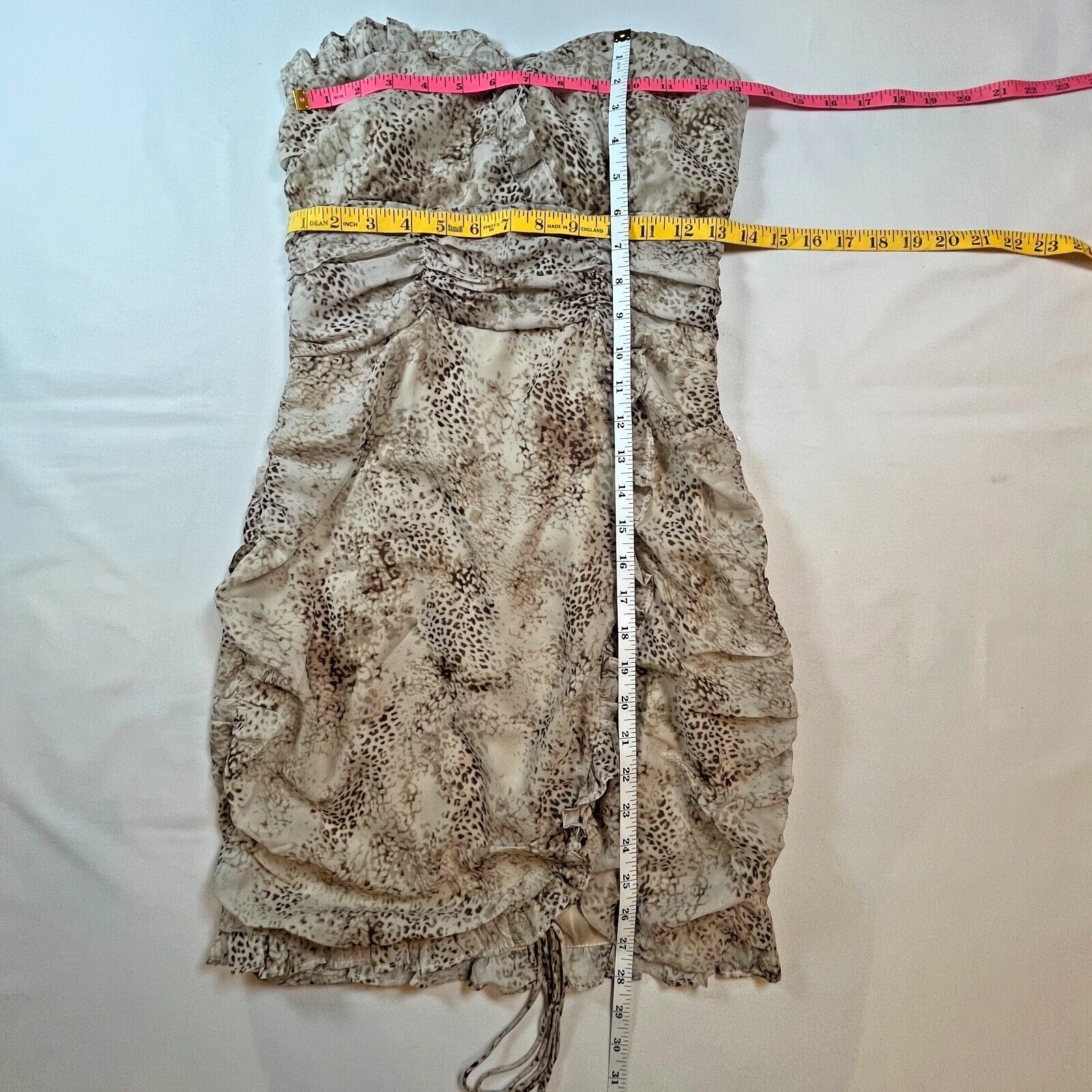Lioness Under the Same Sun Womens M Animal Print Mini Scrunch Ruffle Dress NWT