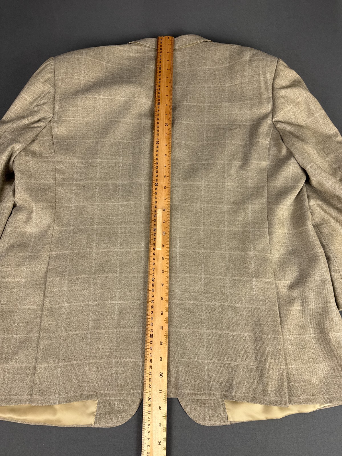 Corneliani Linea Sartoria Blazer EU58R UK48R Super 140s Beige Check Wool Jacket