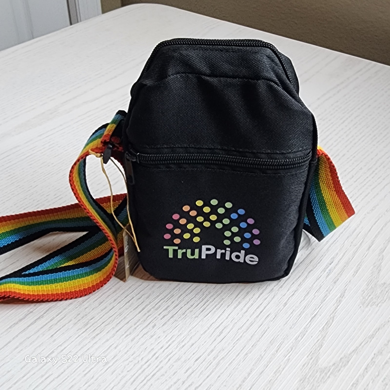 TruPride Black Small Crossbody Bag Rainbow Adjustable Strap Zip Closure