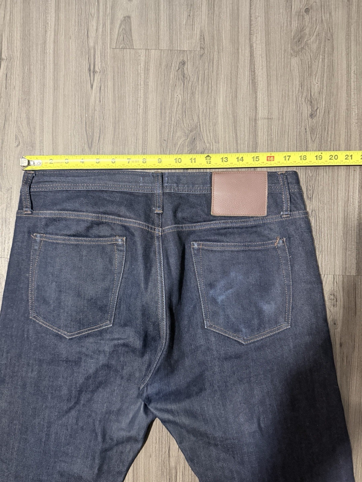 The Unbranded Brand Tapered Dark Wash Stretch Selvedge Jeans Blue 5-Pocket