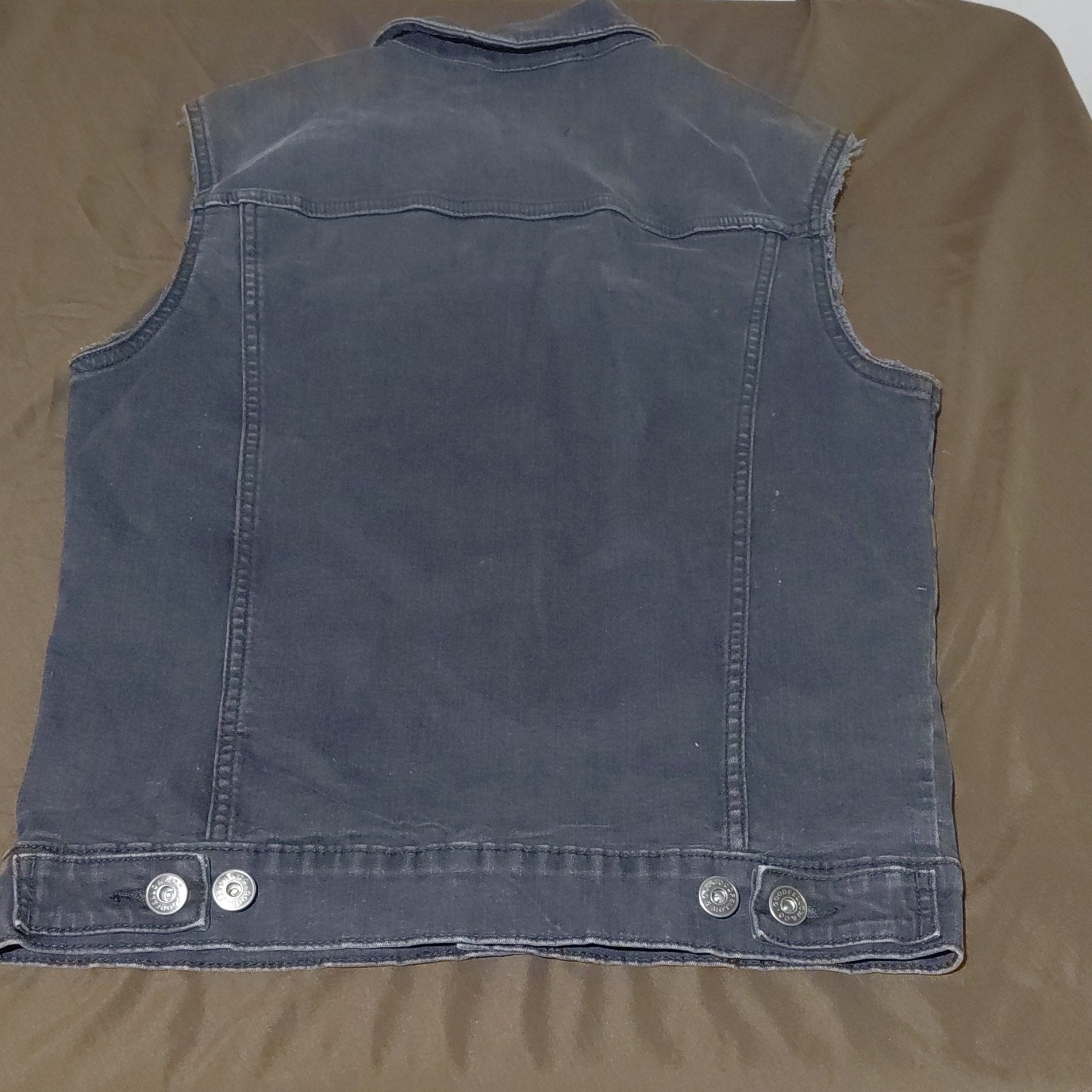 Y2k Goodfellow & Co Black Jean Button Down Vest with Cutoff Sleeves Men’s Sz Sm