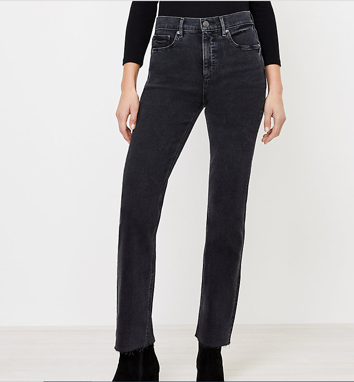 Ann Taylor Loft Straight Leg Jeans in Washed Black Wash Size: 34 Reg $79.50