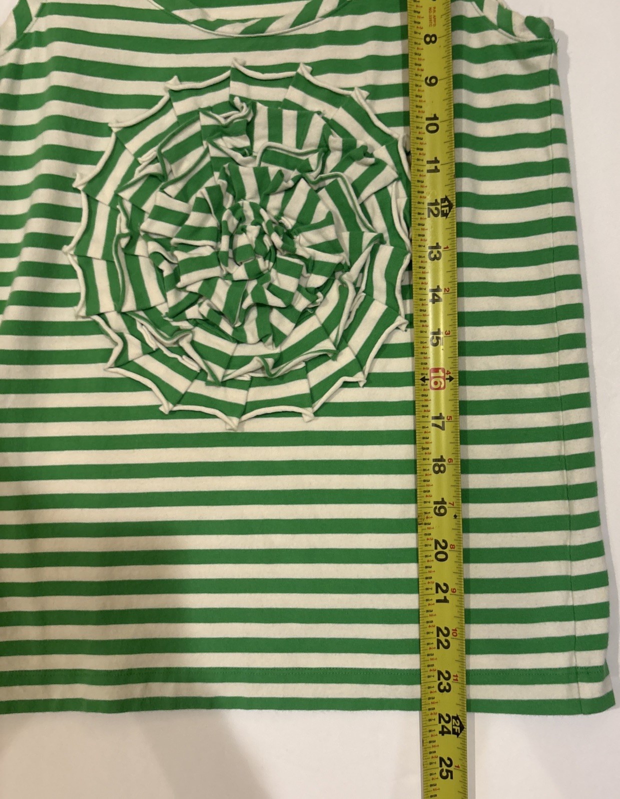 Kate Spade Top Womens Small Green White Stripe Stretch Knit Cotton Tank T-shirt