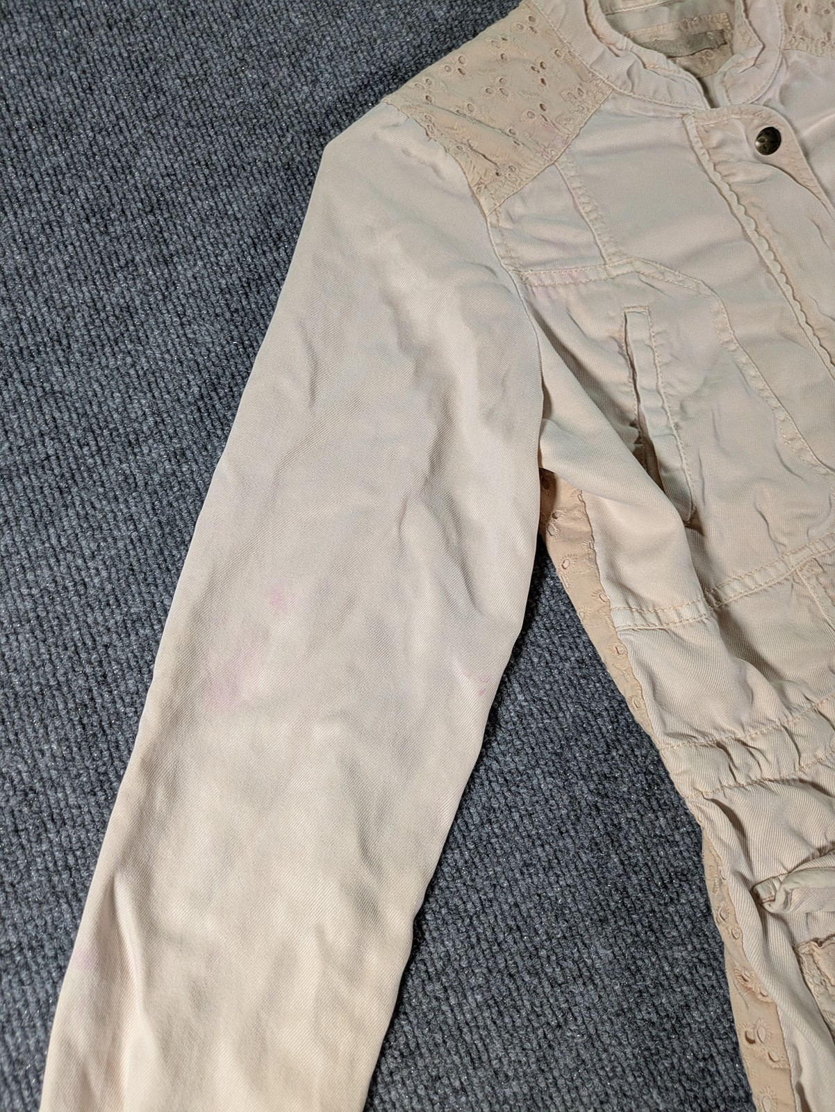 Max Jeans Jacket Women’s Small Khaki Military Utility Drawstring Lightweight