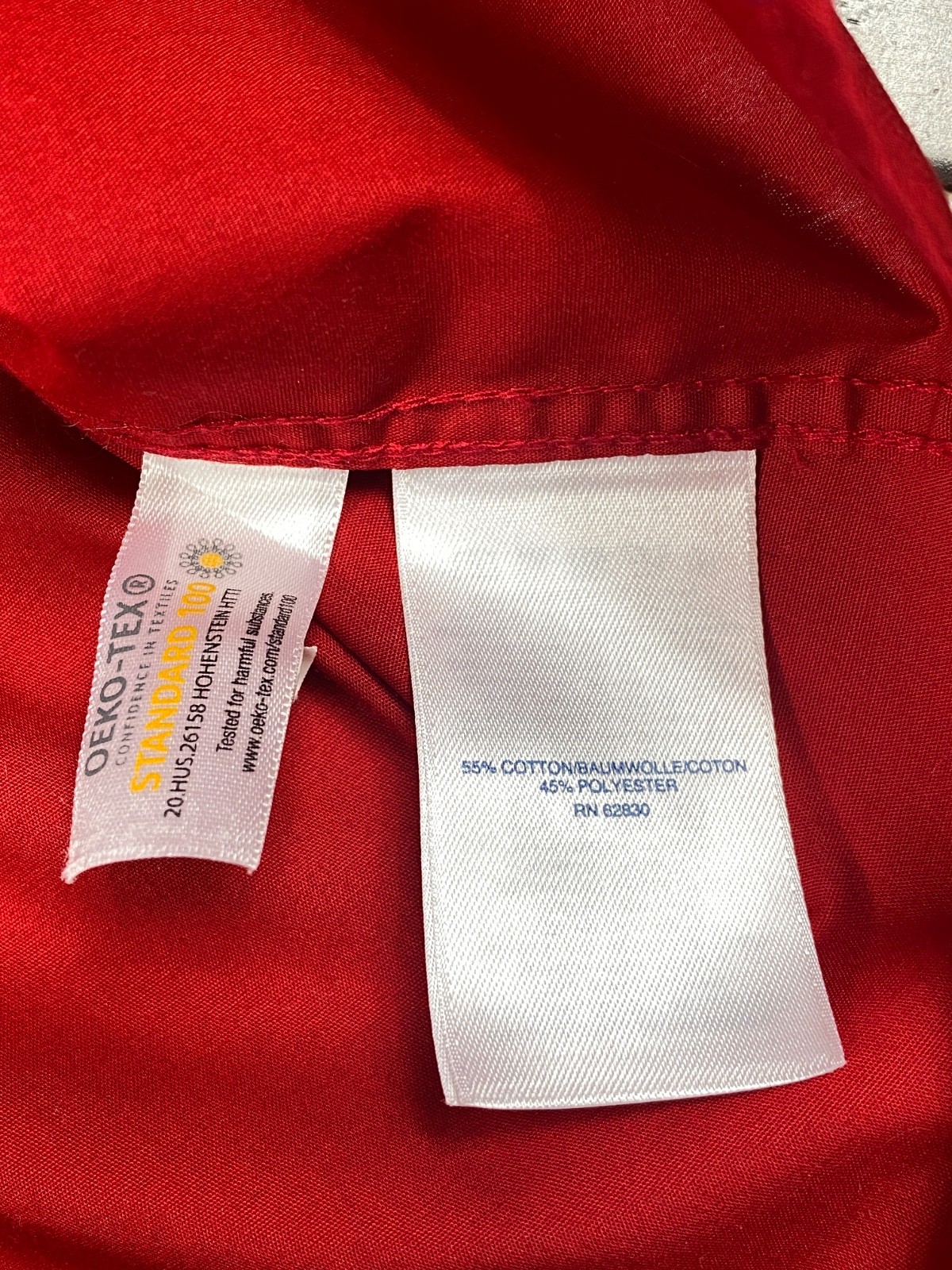NEW LANDS’ END Women’s RED Wrinkle Free Broadcloth 3/4 Slv Button-Up Shirt Sz 18