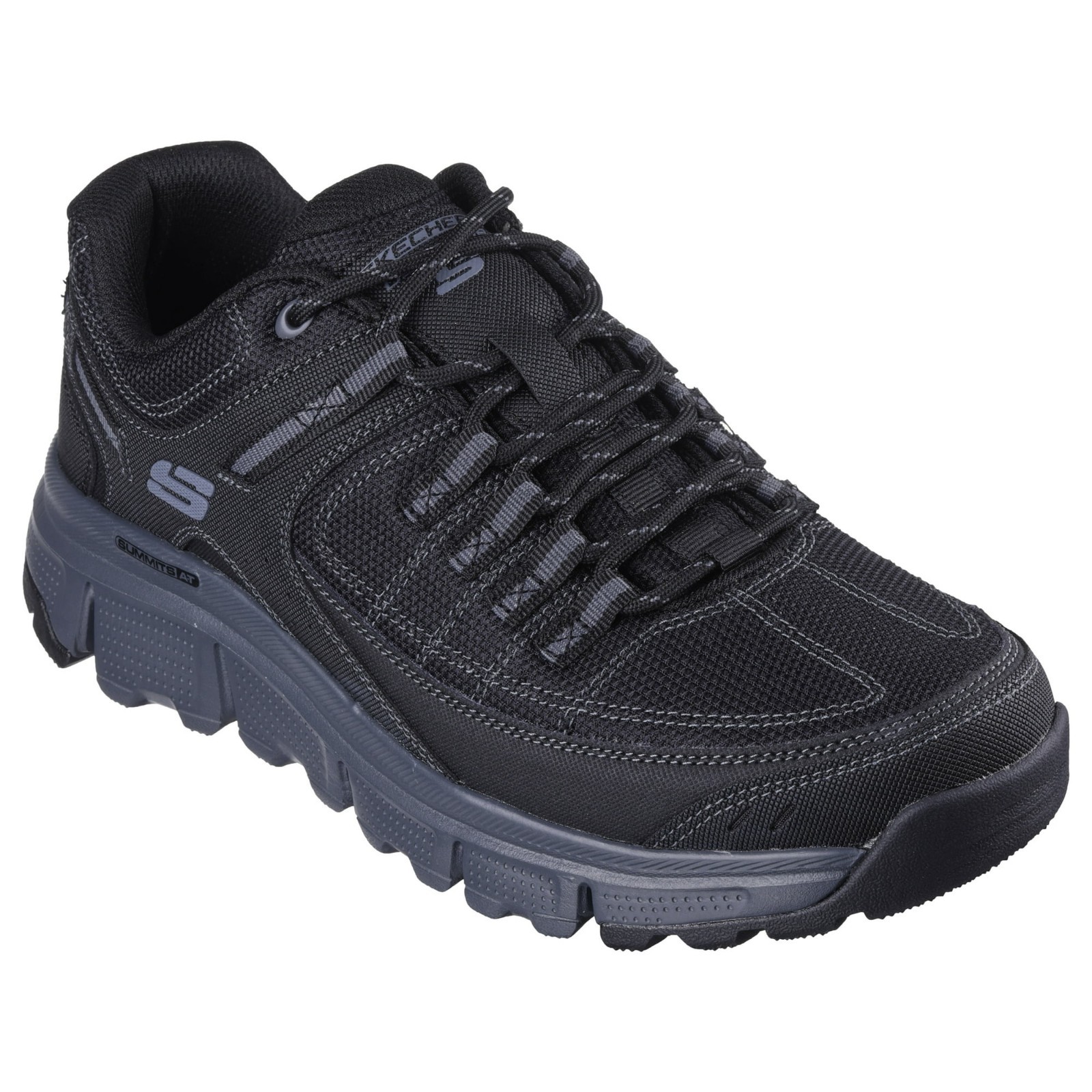 Skechers Men’s Memory Foam Summits AT Upper Sneaker, Black/Charcoal, Medium