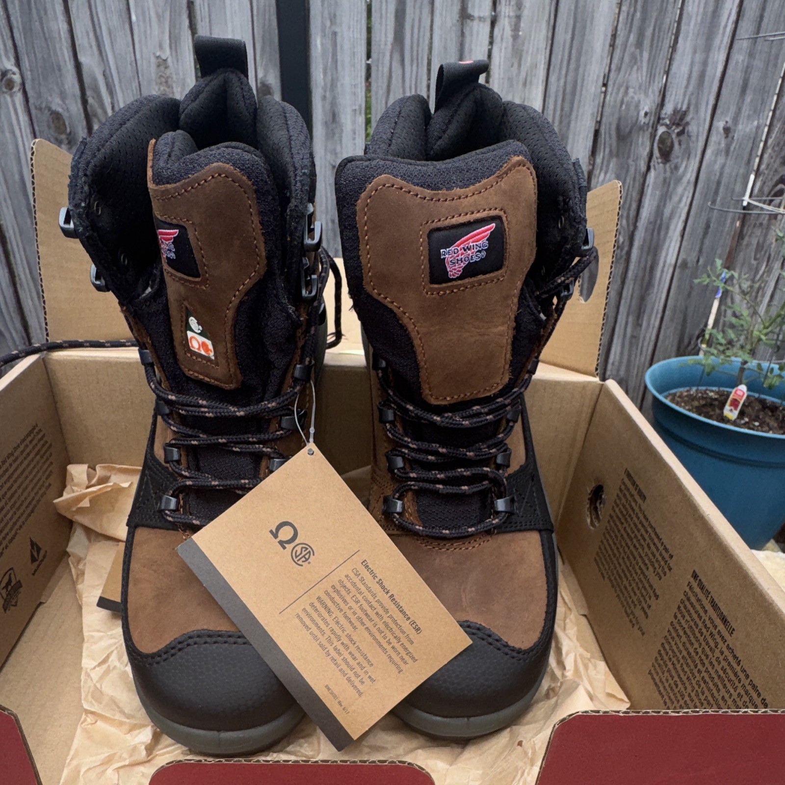 Red Wing Shoes Men’s Waterproof Leather Lace-Up Work Boots Brown/Black 7 D