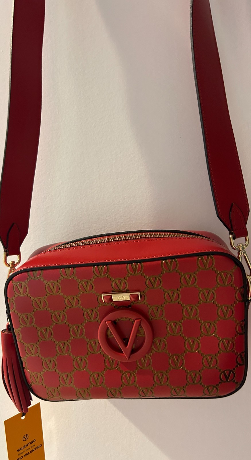 Valentino Babette Monogram Crossbody Bag Red/Dark Magenta Brand New
