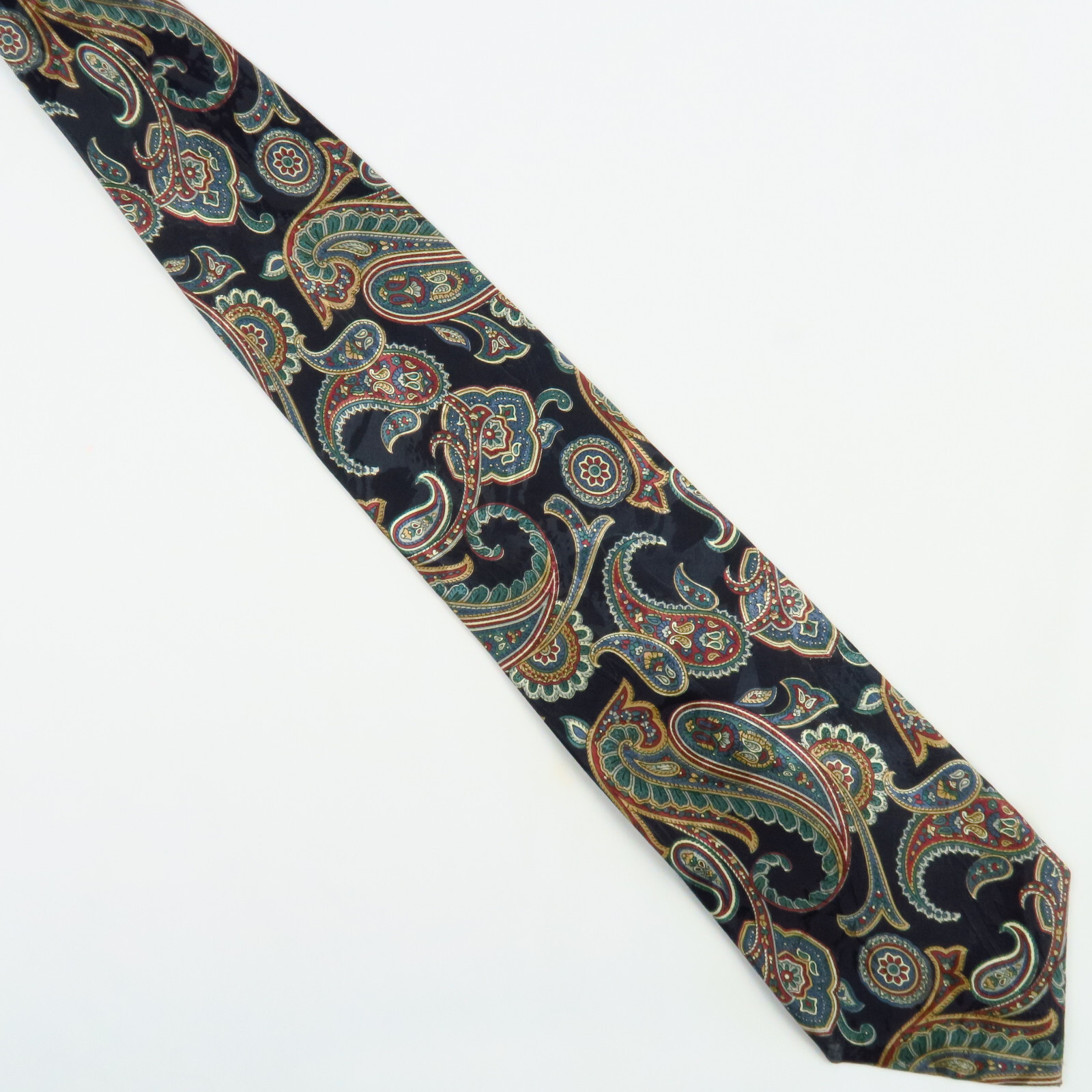 Georgio Black Green Red Multi Paisley Mens Tie 58″ x 3.75″ Classy 80s 90s