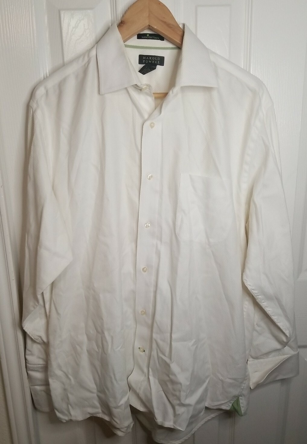 Harold Powell Nanotex Fabric White Button Long Sleeve Shirt Men’s Size 16 32/33
