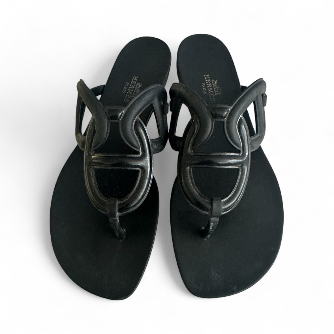 HERMES Sandals Egerie Black Chaine d’Ancre Motif Sandal 38