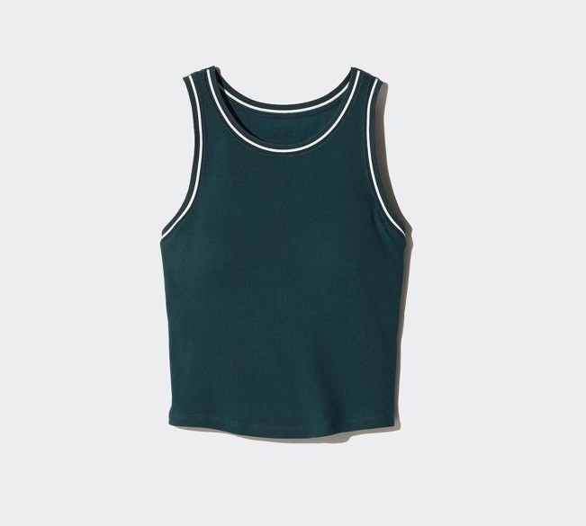 Ribbed Cropped Sleeveless Bra Top, M size, cotton 97% 3% elastane