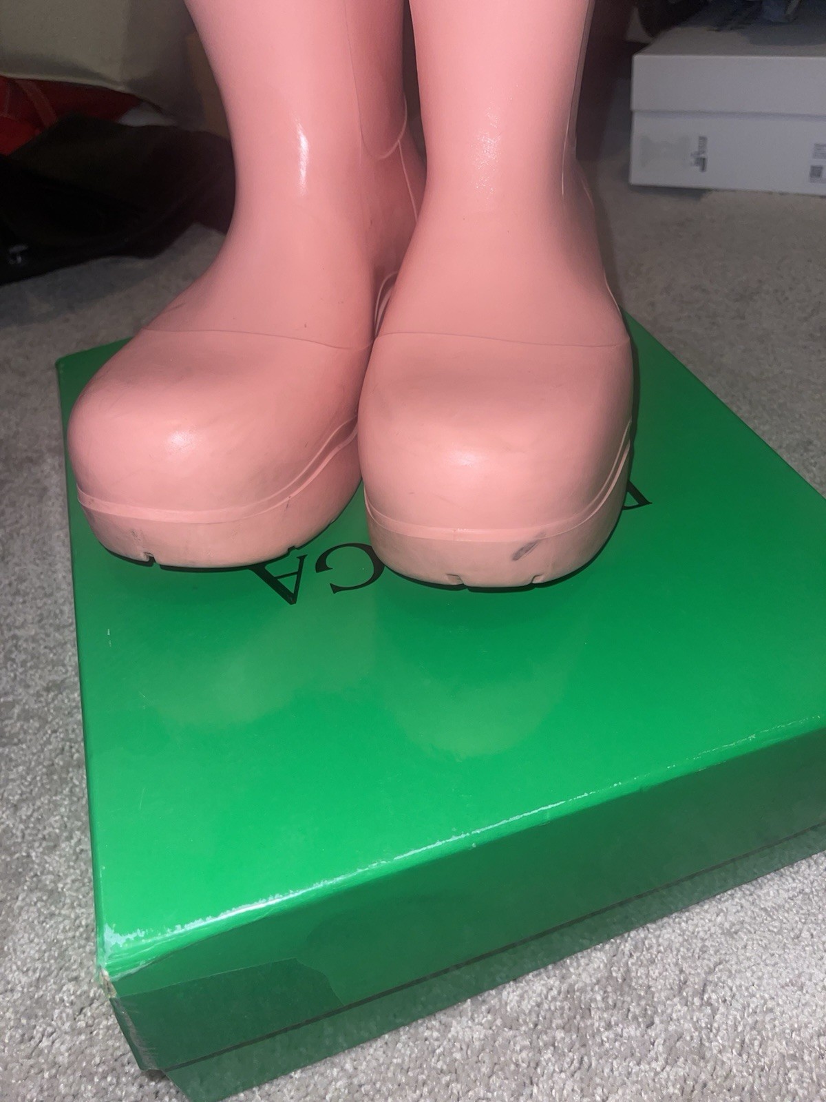 Bottega Veneta Puddle Pink Rubber Ankle Slip On Rain Boots for Women