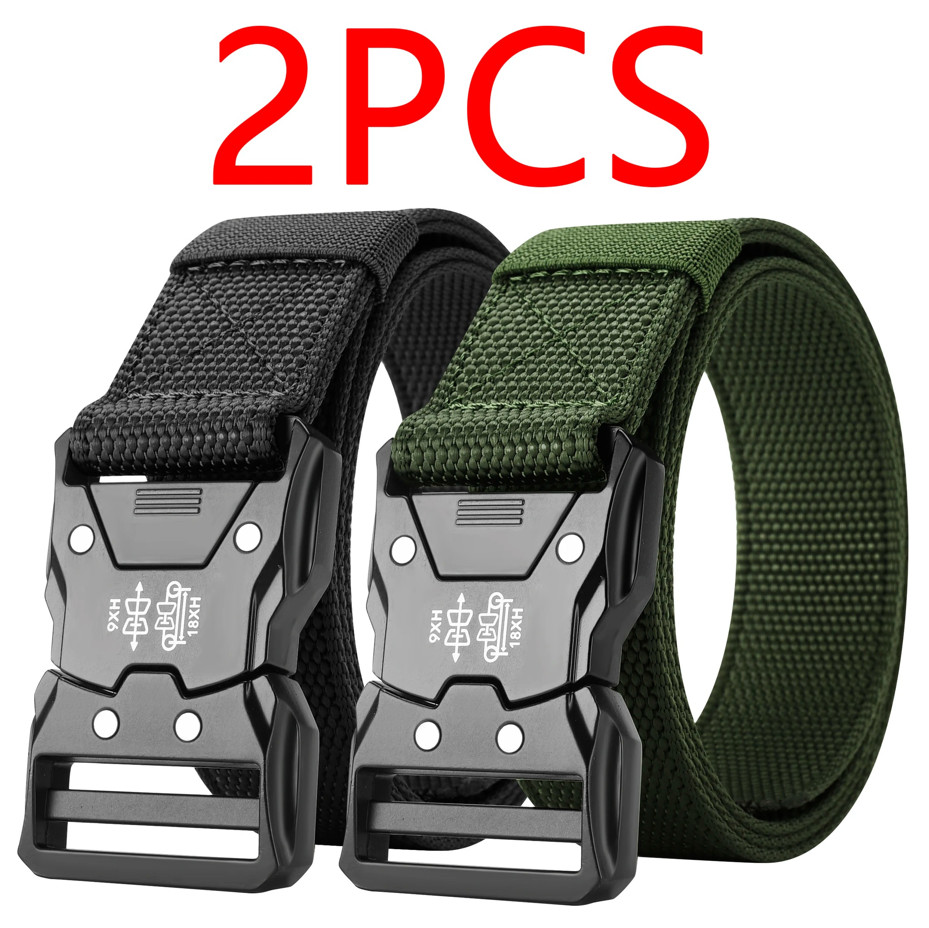 2pcs Tactical Waist Belt Automatic Buckle Durable Outdoor Unisex Belt