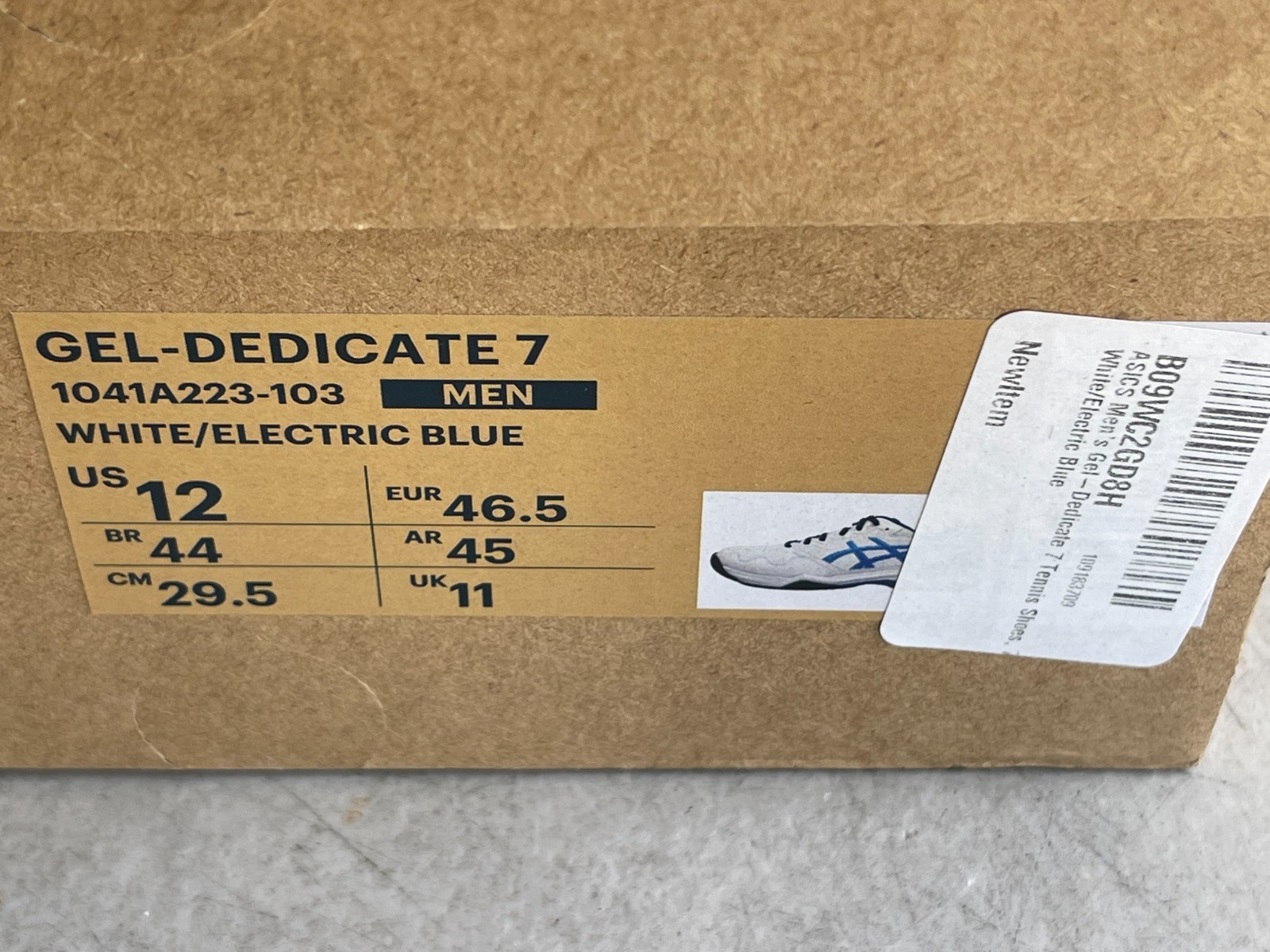 ASICS Gel-Dedicate 7 White Electric Blue Mens Tennis Shoes Size 12 1041A223-103