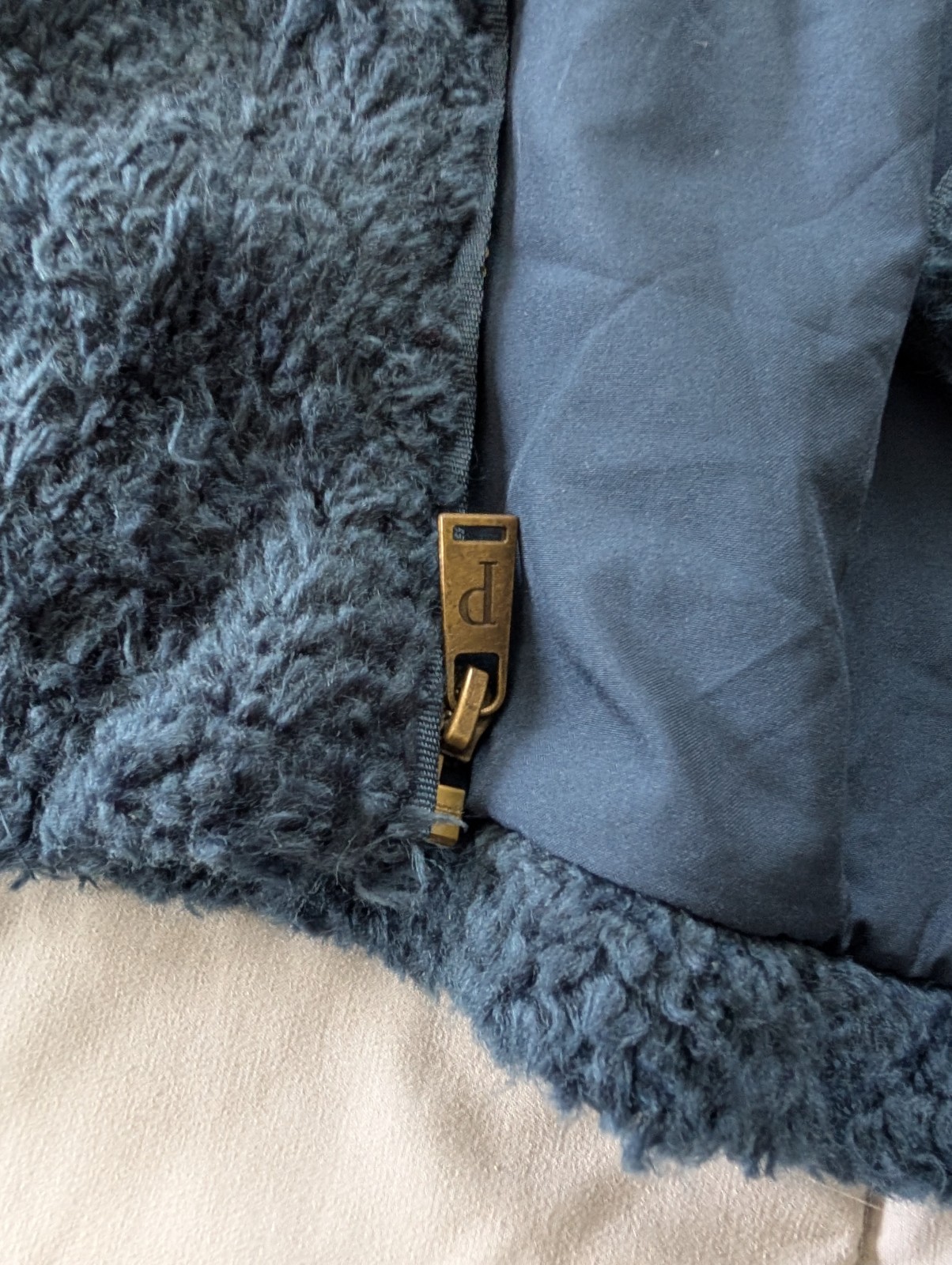 Pendleton sherpa fleece lined deep pile teddy fuzzy blue plaid jacket – Womens M