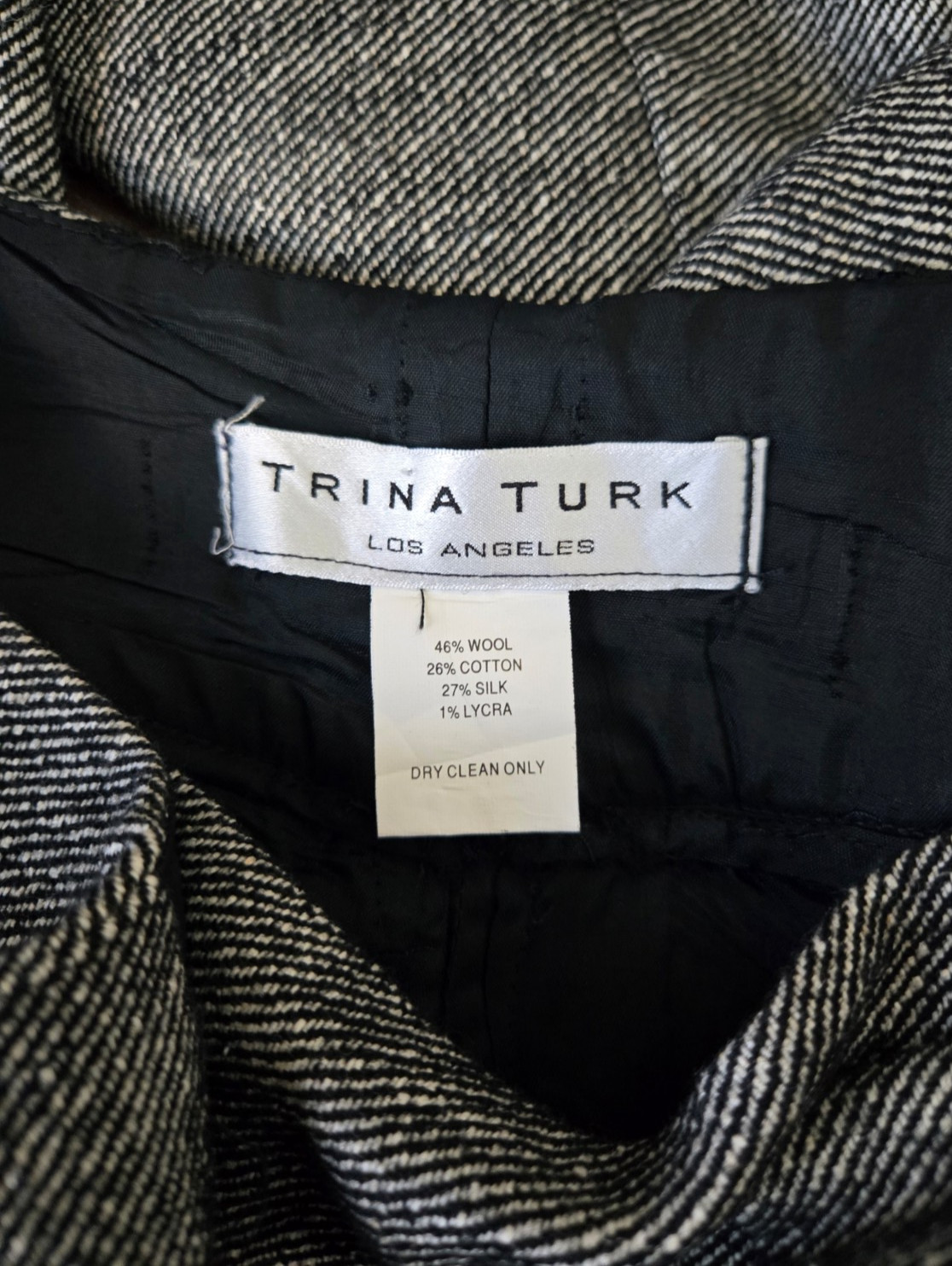 TRINA TURK Los Angeles Women’s Black Wool Blend Tweed Wide Leg Pants Sz 0~NWT~