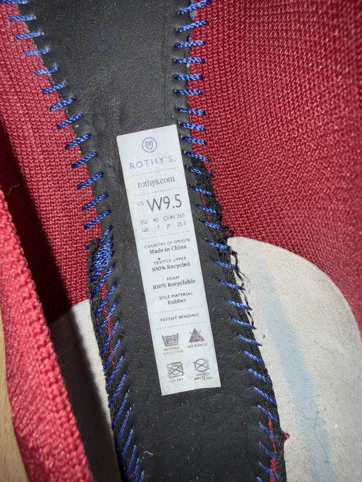 Rothy’s Red Knit Ballet Flats Blue Trim Slip-On Women’s US 9.5 EU 40 UK 7