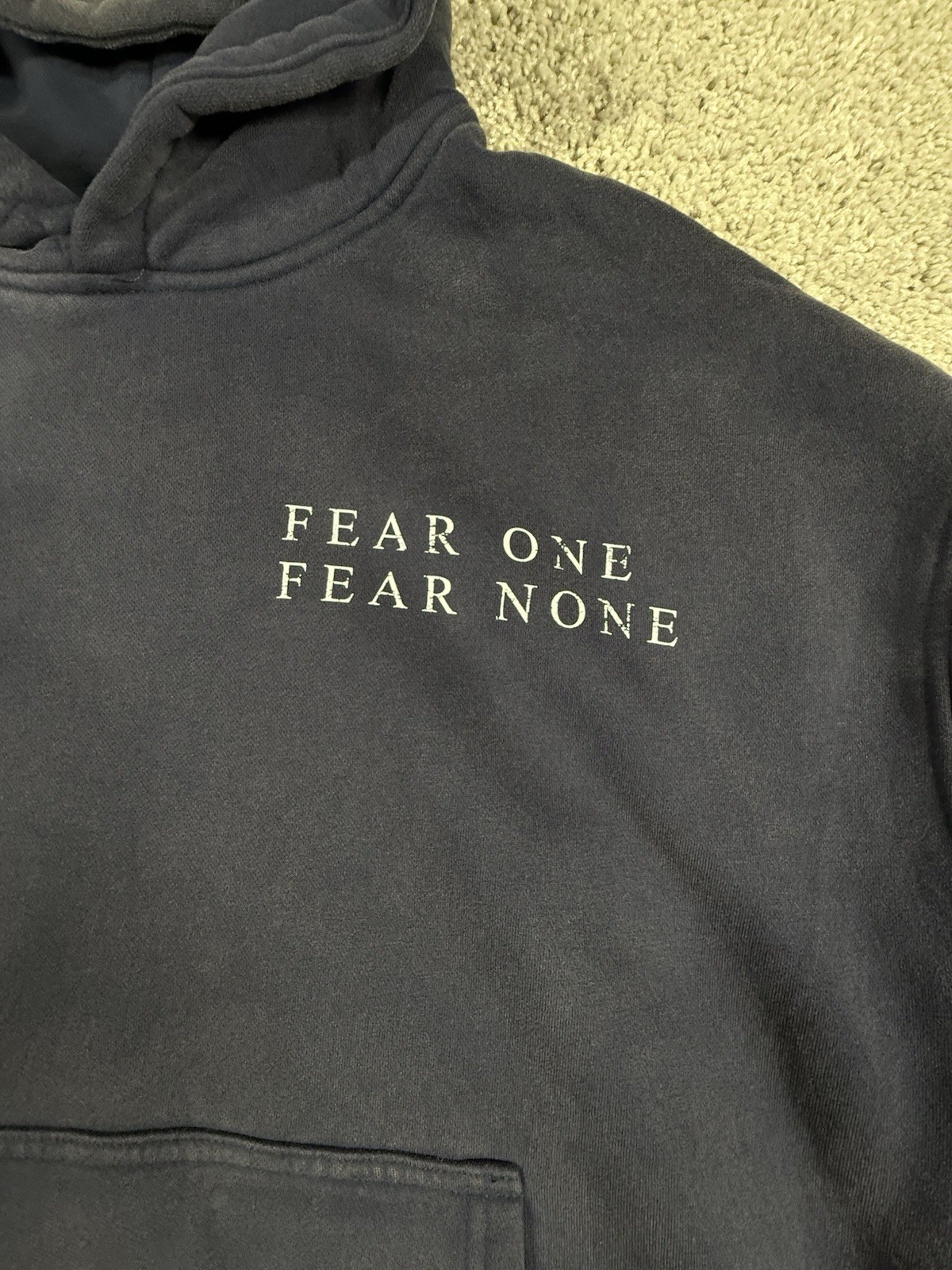 NWOT Streetwear Hoodie Fear One Fear None Premium Heavyweight Size Large Navy