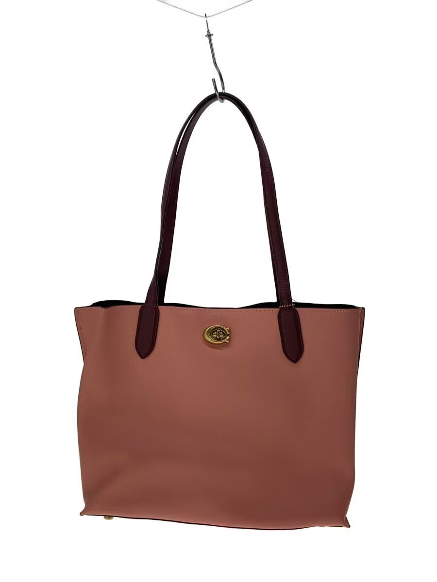 COACH Willow Tote Color Block with Signature Canvas Interior PNK Solid