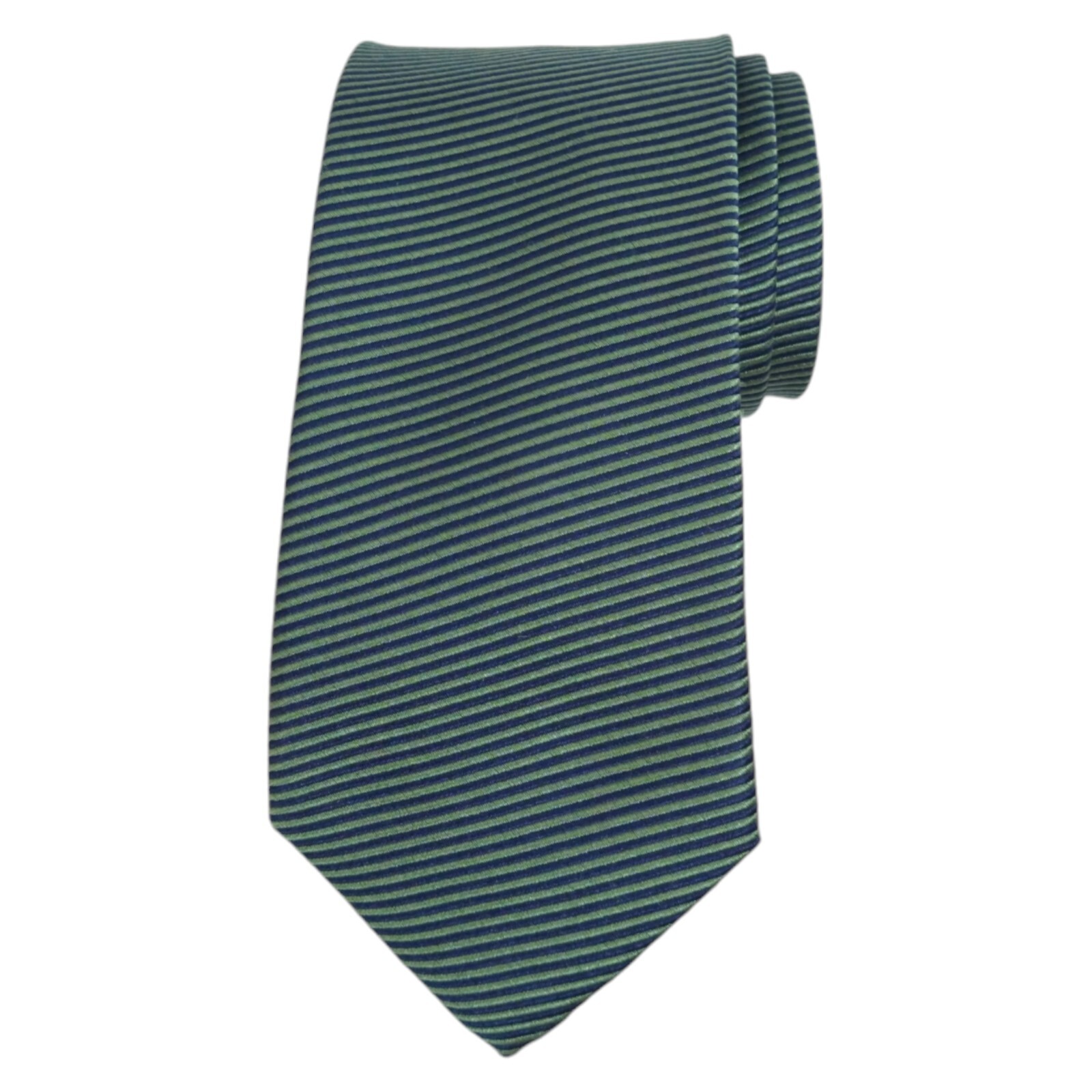 NAUTICA Mens Silk Tie Green Navy Thin Striped Woven 2.75 Slim Designer Necktie
