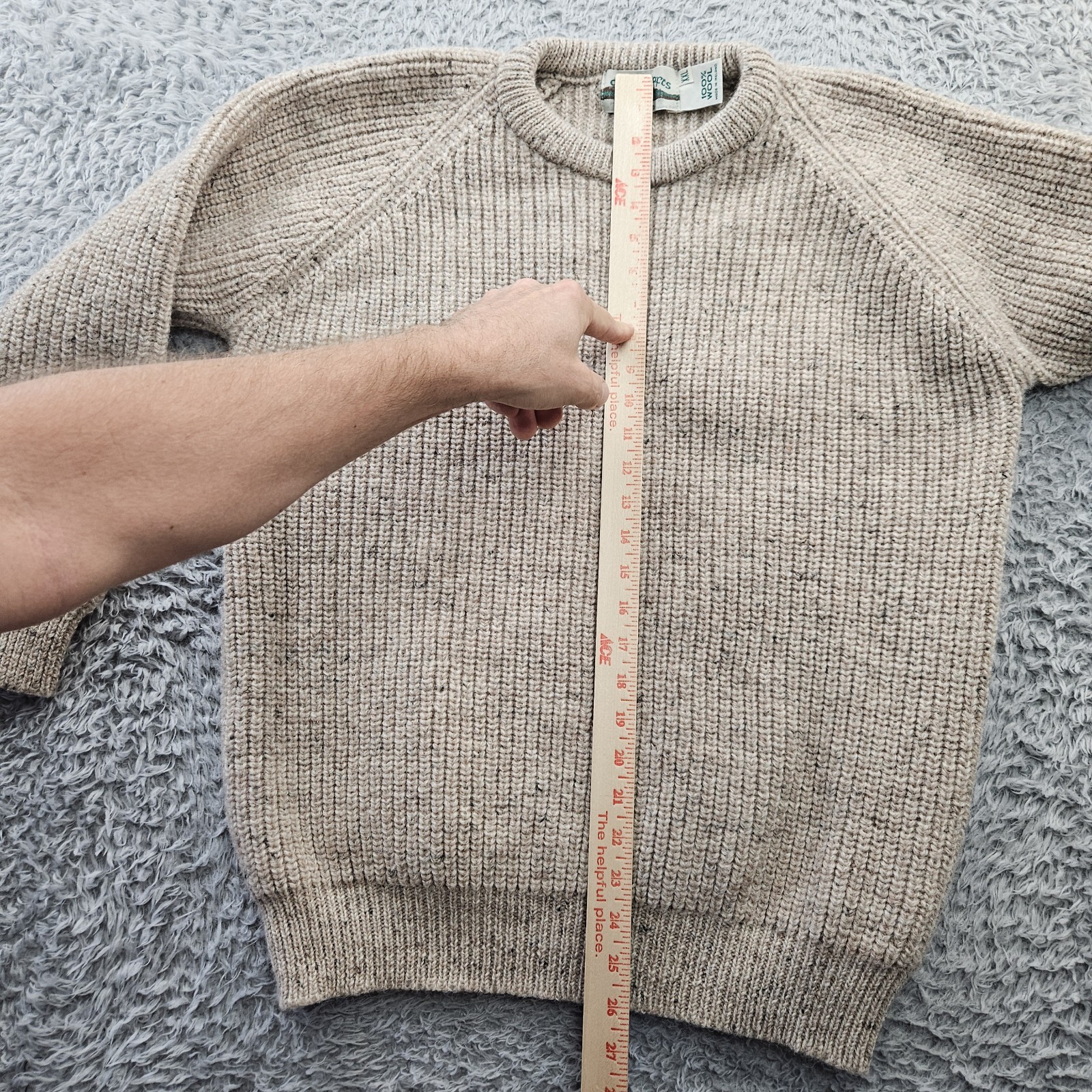 Aran Crafts Fisherman Oatmeal Sweater Ireland XXL (Fits Like Large-XL) Wool