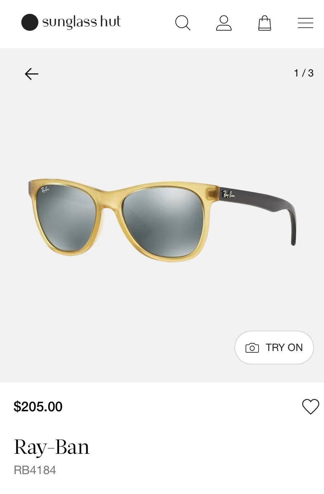 Ray-Ban RB4184 Square Sunglasses Yellow Frame Gray Mirrored Lenses Lightweight