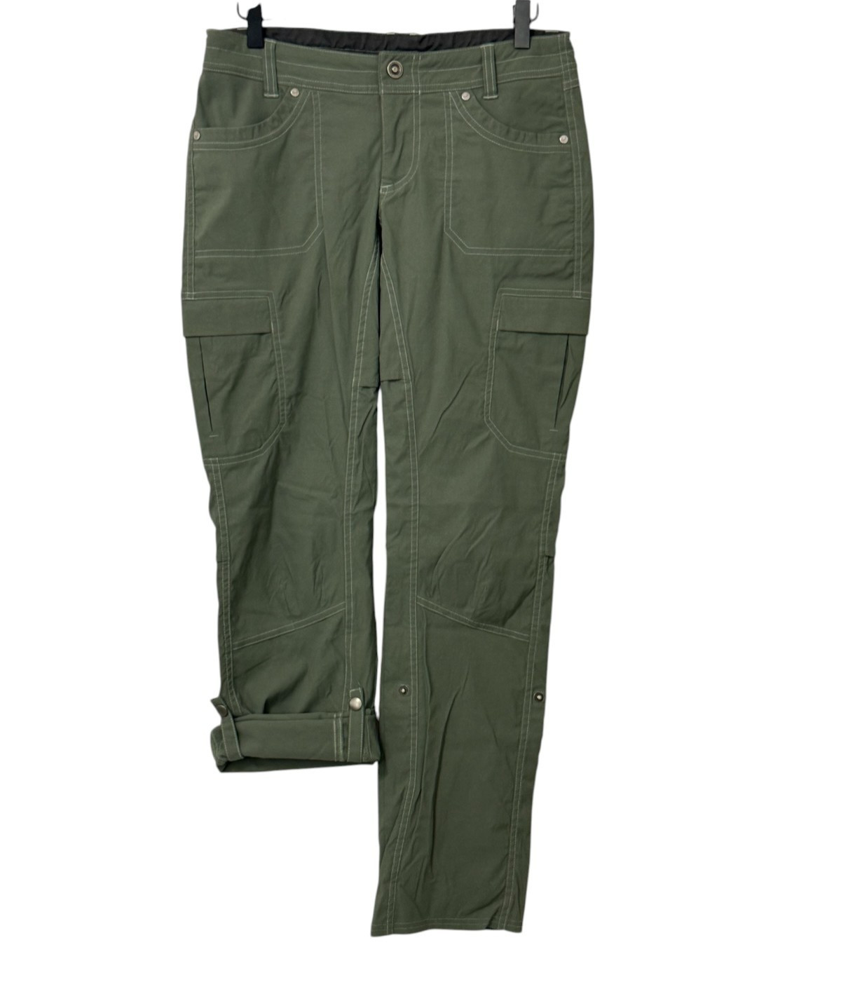 KUHL Womens Roll Up Pants Olive Green Stretch Outdoor Hiking Pockets Size 6 REG